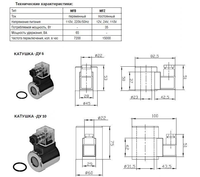 Катушка электромагнитная (соленоид) для гидрораспределителей 4WE5, 4WE6, 4WE10